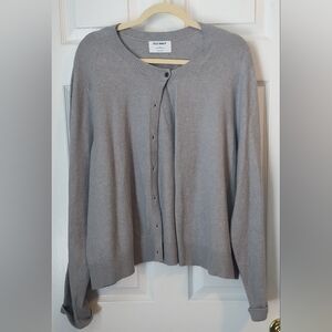 Old Navy Women's Light Cropped Button Front Gray Cardigan Sweater